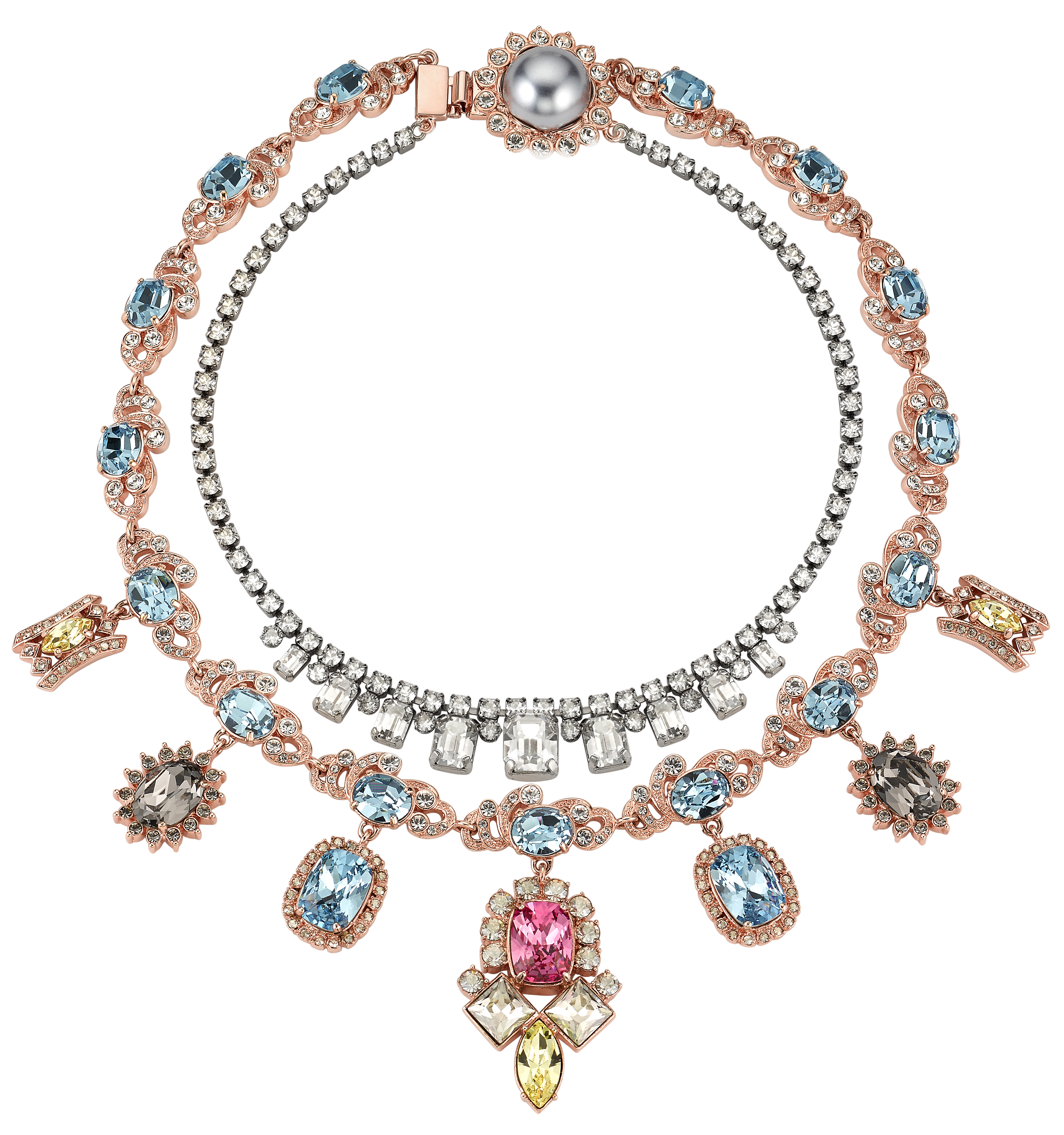 Mawi Tiered Pave Gemstone Necklace 612.00 Fine Costume Jewelry Maniac Magazine